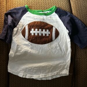 Mudpie Football Raglan Tee - White, Navy & Green